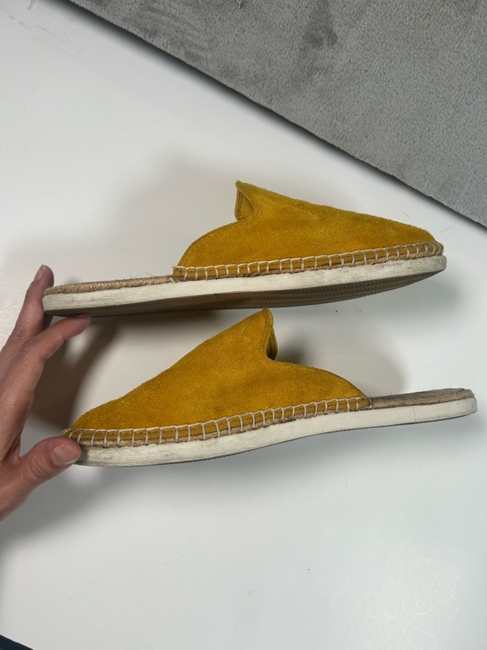 Seavees Mustard Suede Slip-On Espadrille Mules - Picture 3 of 7